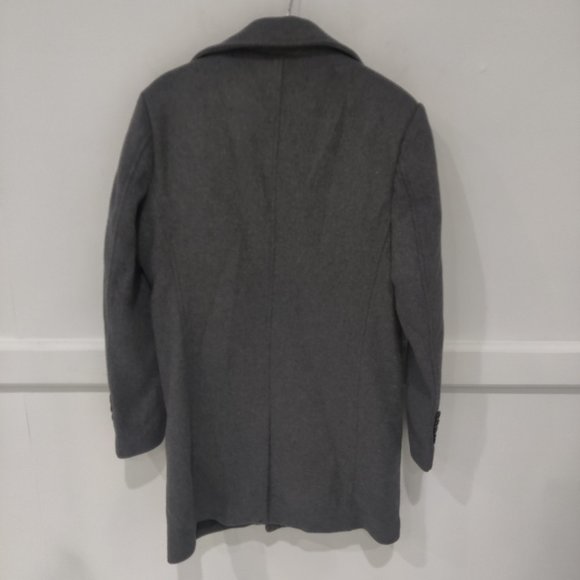 NWT EleTop Men's Notch Neck Single Breasted Wool Pea Coat Gray Size M $180 BB344 - Picture 2 of 2